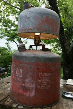 Repurposed Gas Cans Desk Lamp Table Light