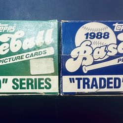 1988 and 1987 Topps Traded Baseball Card Complete Sets 