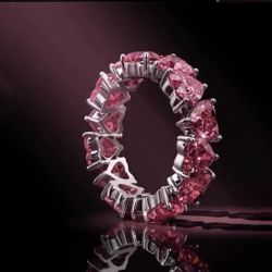 New Size 7 Ruby heart cut eternity band