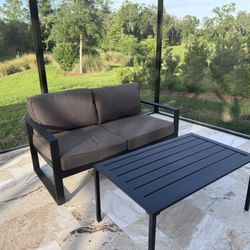 Outdoor Loveseat And Matching Coffee Table