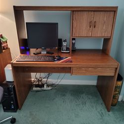 Desk with attached hutch top. Matching bookshelf