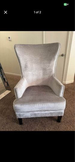 Modern Light Silver Wingback Chair