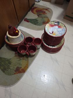 Rooster Plates Bowls And Mugs