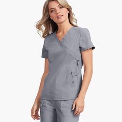 KOI Lite 316 Women's Philosophy Scrub Top, Platinum Grey, X-Small *Brand New*