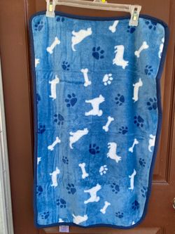 Blue Fleece Dog Print Throw Blanket Small