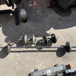 Standard Straight Barbell, Weights And Adjustable dumbbells 