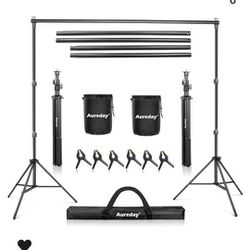 Backdrop Stand, 10x7Ft Adjustable Photo Backdrop Stand Kit with 4 Crossbars, 6 Background Clamps, 2 Sandbags, and Carrying Bag for Parties/Wedding/Pho