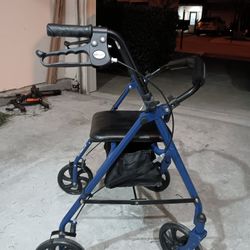 Blue Walker Rollator With Seat And Storage Great Condition!