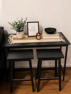 Black Bar Table with 2 Stools
