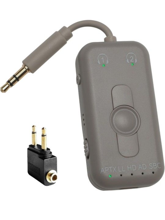 Skywave Bluetooth Transmitter & Receiver for Airplane, Bluetooth 5.3 Adapter, Car, TV, Gym, Switch. Supports 2 AirPods or Headphones with aptX