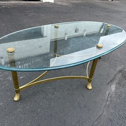 Vintage Glass & Brass Coffee Table