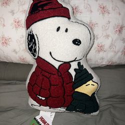 Peanuts Snoopy Woodstock Puffer Jacket Sherpa Decorative Pillow, NWT