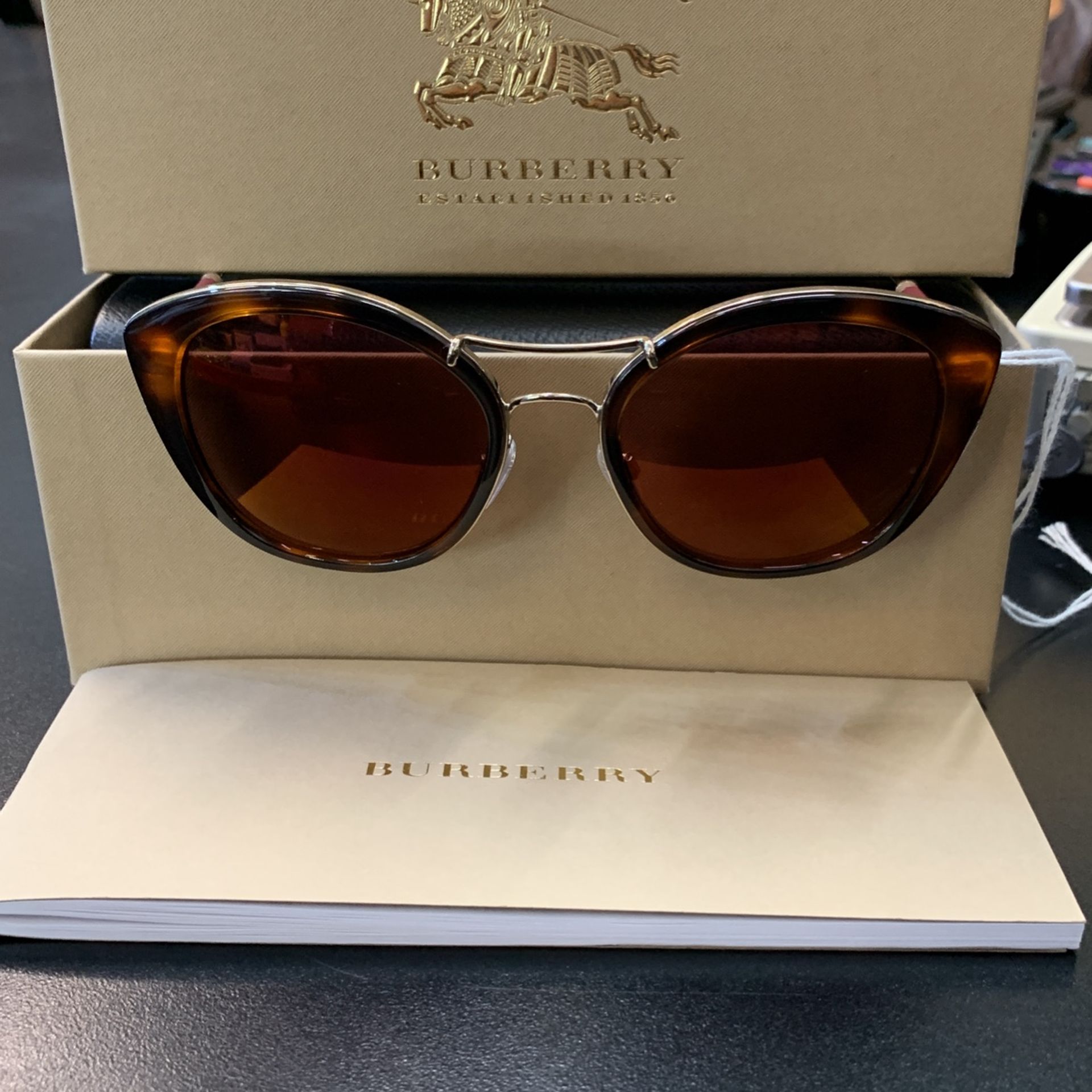 Burberry Luxottica Sunglasses, Case, Box, Manual
