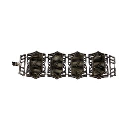 Vintage Swirl Lucite Chunky Bracelet On Filigree Style Metal & Clasp Closure
