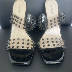 Studded Clear Strap Heel