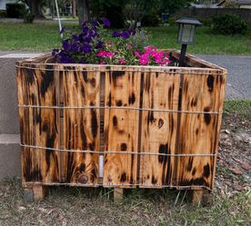 Rustic Burnt Wood Raised Planter Boxes – Large Garden Planters