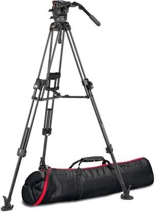 Manfrotto 526-1 Fluid Head with 645 FAST Twin Carbon Fiber Tripod System with 2-in-1 Spreader & Bag