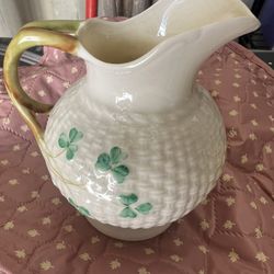 Vintage belleek fine bone china sinewy vines shamrocks 