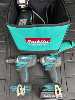 Makita tools with 2 batteries and charger