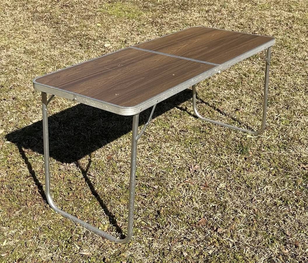 Vintage Sturdy Light Weight Portable Fold Away Aluminum Multi Utility Display Table