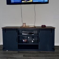 Blue Tv Stand brown top (barn Door)