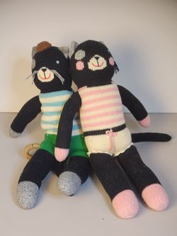 Blabla stuffed cat knitted doll