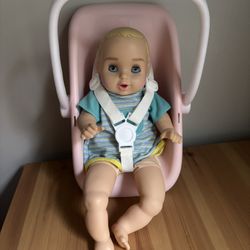 Baby Boy Doll With Car seat Lot 