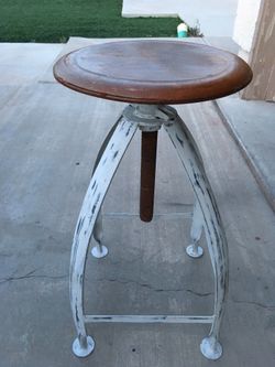 Vintage Industrial Metal Stool Adjustable