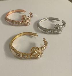 Bracelets set of 3 rose , silver, gold metal with CZ details in photos pickup Gaithersburg md20877