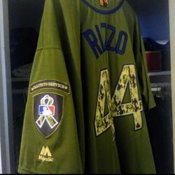Chicago CUBS Rizzo Camo Jersey and World Series Ring
