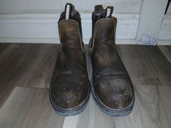 ARIAT, STYLE NO. 10024983, MENS GROUNDBREAKER CHELSEA WATERPROOF STEEL TOE WORK BOOTS. DARK BROWN, SIZE 13D  $50