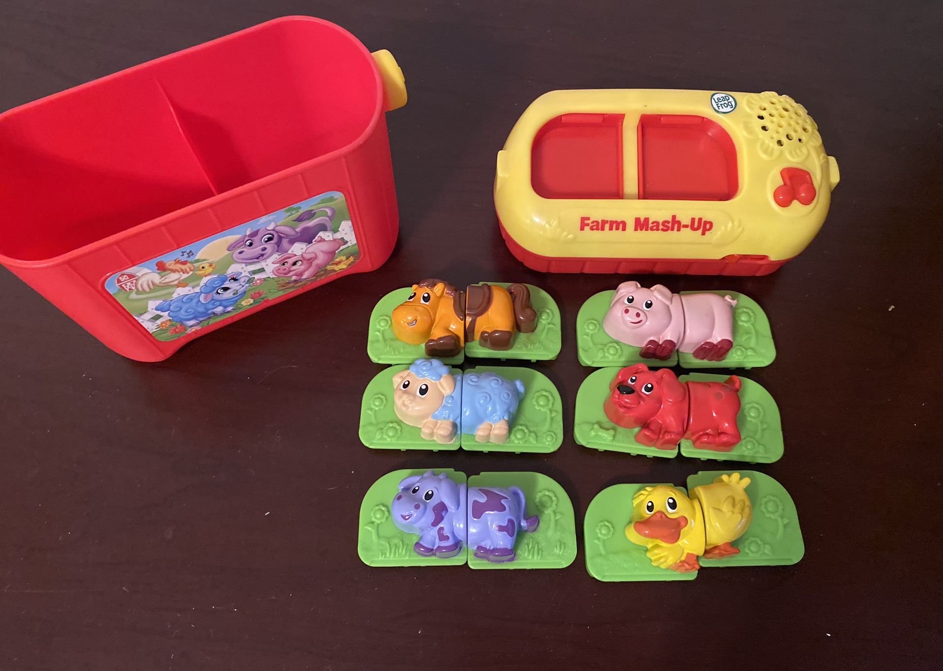 Leap Frog Farm Mash Up 6 Sets of Animals Storage Bucket Learning Colors Sounds