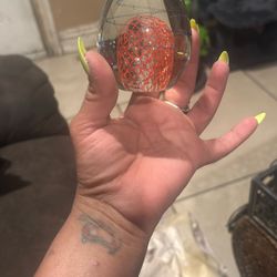 Glass Egg With Orange Bubble