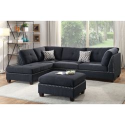 Black Sectional Sofa With Ottoman 