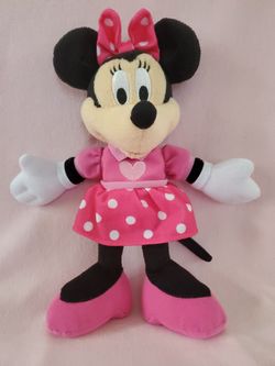 Fisher Price 2007 Talking/Singing 11" Minnie Mouse-Pink Polka Dot Dress w/Heart