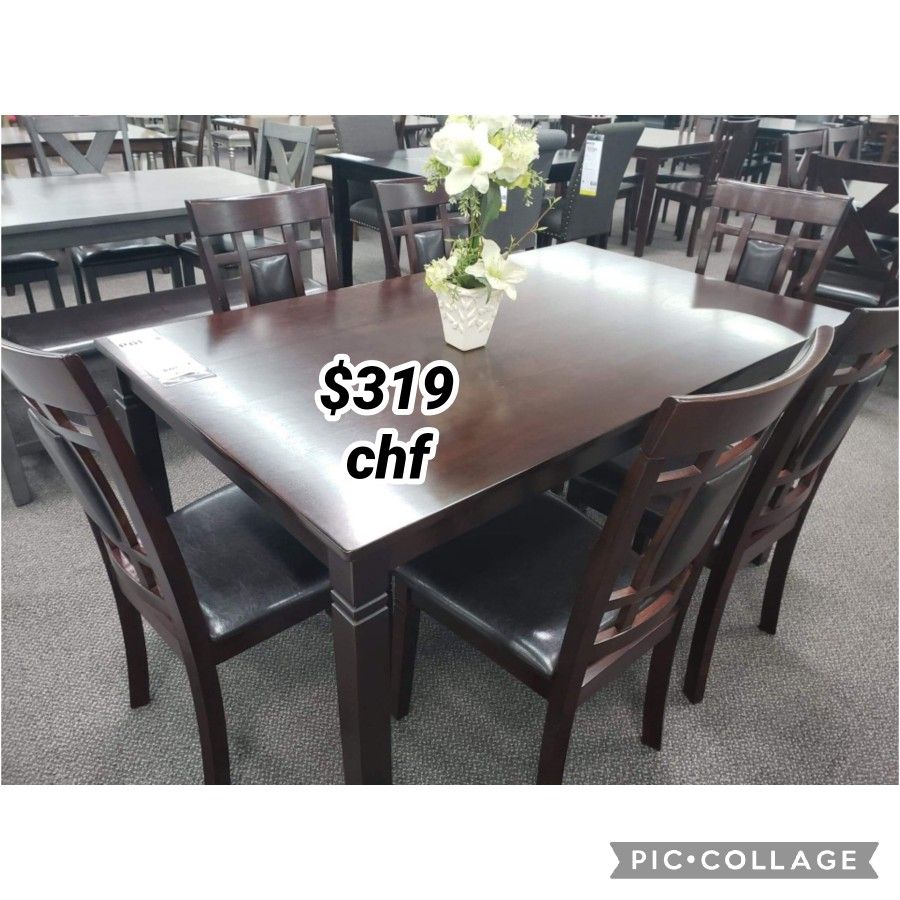 Thanksgiving Espresso 7 Piece Dining Table Set  