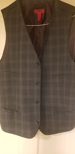 Men's Alfani XL slim fit 2 tone gray windowpane vest