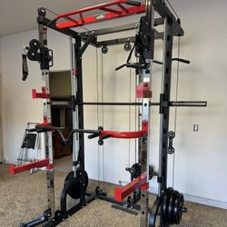 NEW GOLIATH Smith Machine With Pulley System  Add Straight Barbell, Bench  , Attachments For Your Weights 