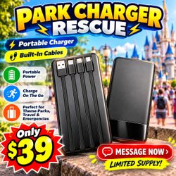 Portable Power Bank with Built-In Cables
