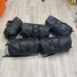 Louis Vuitton Damier Graphite Keepall Bandouliere 55 Duffel Bag