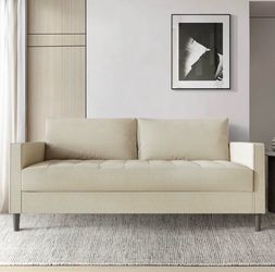 NEW Beige Linen Upholstered Sofa