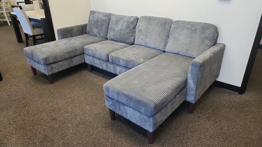 Brand New Grey Corduroy Sectional Sofa Couch (New In Box) 
