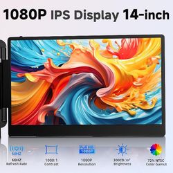 Laptop Screen Extender - 14 Inch Portable Laptop Monitor IPS FHD 1080P