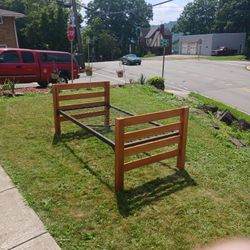 Pine Twin Bed Metal Frame And Headboard 