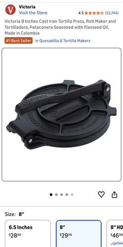 8 In Cast Iron Tortilla Press