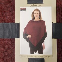 Celeste Dark Red Wool Poncho Brand New