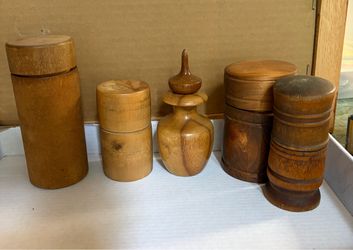 (5) Vintage small wooden containers,  wooden shipping containers