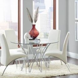 Brand New 5PC Polished Chrome Dining Set 
