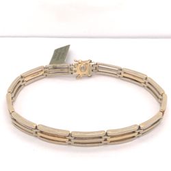 Fancy Link Chain Bracelet In Solid 14K Yellow Gold Size 9"