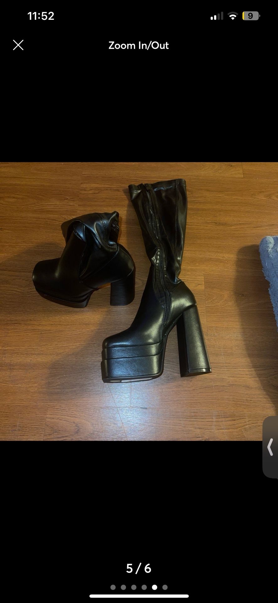 Leather BLACK PLATFORM KNEE HIGH BOOT